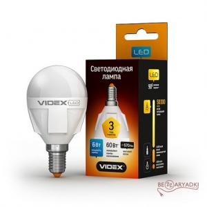 VIDEX LED Лампа G45 6w E14 3000K 220v